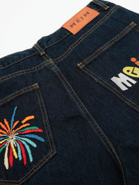 Men's Wide Leg Wash Denim Shorts