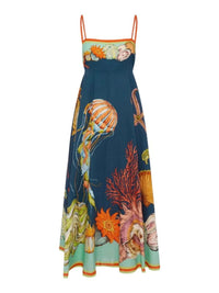 Printed Cami Midi Dress with Pockets