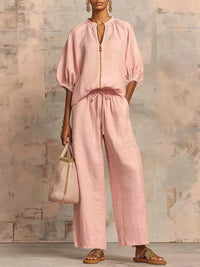 Full Size Zip-Front Top and Wide-Leg Pants Set Plus Size 101001746488777 43 Affordable Fashion Under $100 Jerry's Apparel 