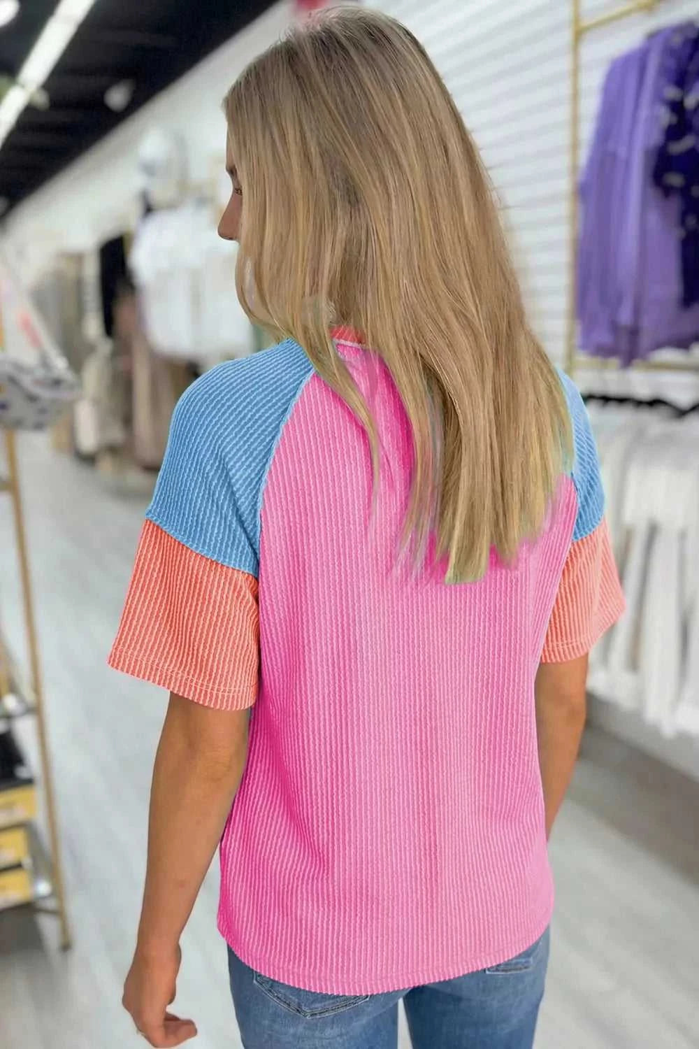 Color Block Twisted Ribbed Tee 100100151705454 27 Affordable Fashion Under $100 Jerry's Apparel 
