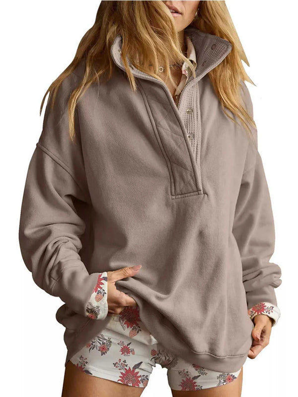 Half Snap Dropped Shoulder Sweatshirt 101001609128618 65 Affordable Fashion Under $100 Jerry's Apparel 