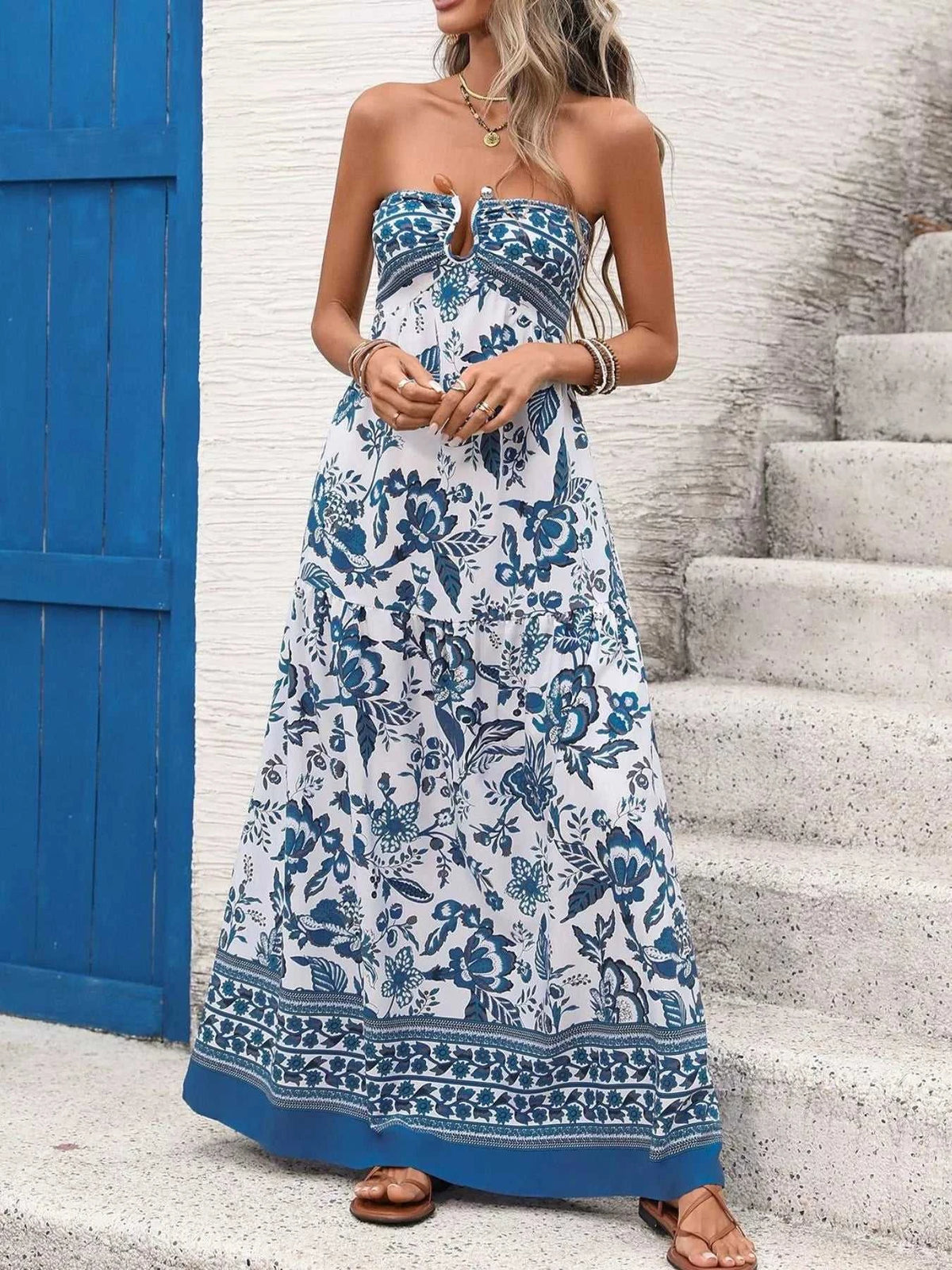 Floral Print Strapless Maxi Dress 100100867114481 42 Affordable Fashion Under $100 Jerry's Apparel 
