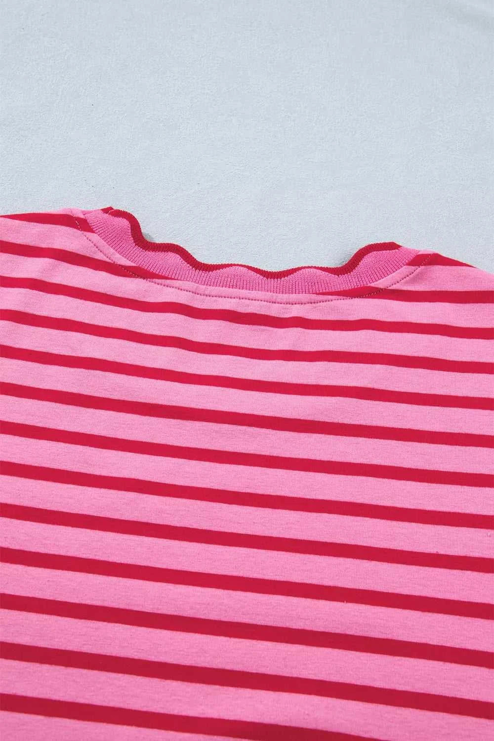 Stripe Striped Short Sleeve Scalloped Trim Side Slit Maxi Tee Dress 100100105587816 43 Affordable Fashion Under $100 Jerry's Apparel 