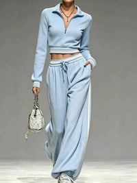 Full Size Half Zip Cropped Top and Pants Set Plus Size 101001454069686 52 Affordable Fashion Under $100 Jerry's Apparel 