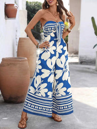 Floral Print Tie Front Strapless Wide Leg Jumpsuit 100100591561067 42 Affordable Fashion Under $100 Jerry's Apparel 