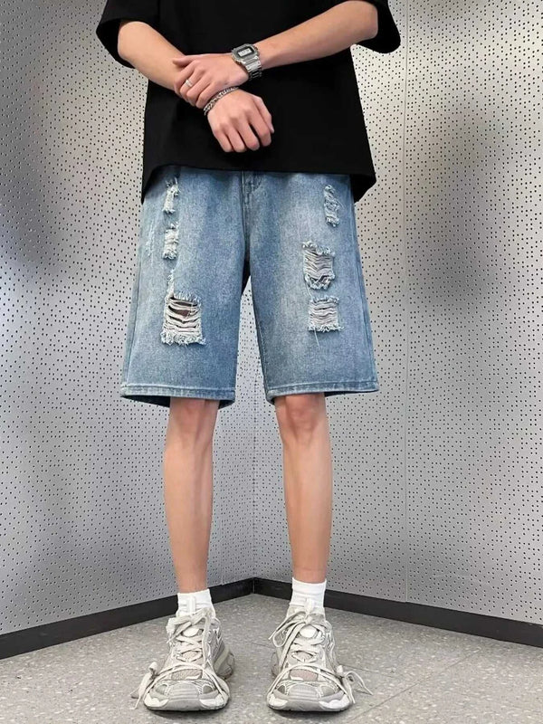 Men's Full Size Distressed Wash Wide Leg Denim Shorts Plus Size 100400732508881 36 Affordable Fashion Under $100 Jerry's Apparel 