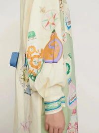 Printed Button Up Maxi Shirt Dress