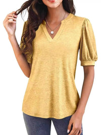Puff Sleeve Notched Casual T-Shirt 100100978352776 23 Affordable Fashion Under $100 Jerry's Apparel 
