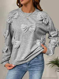 Perfee Bow Round Neck Long Sleeve Sweatshirt 100100195831122 31 Affordable Fashion Under $100 Jerry's Apparel 