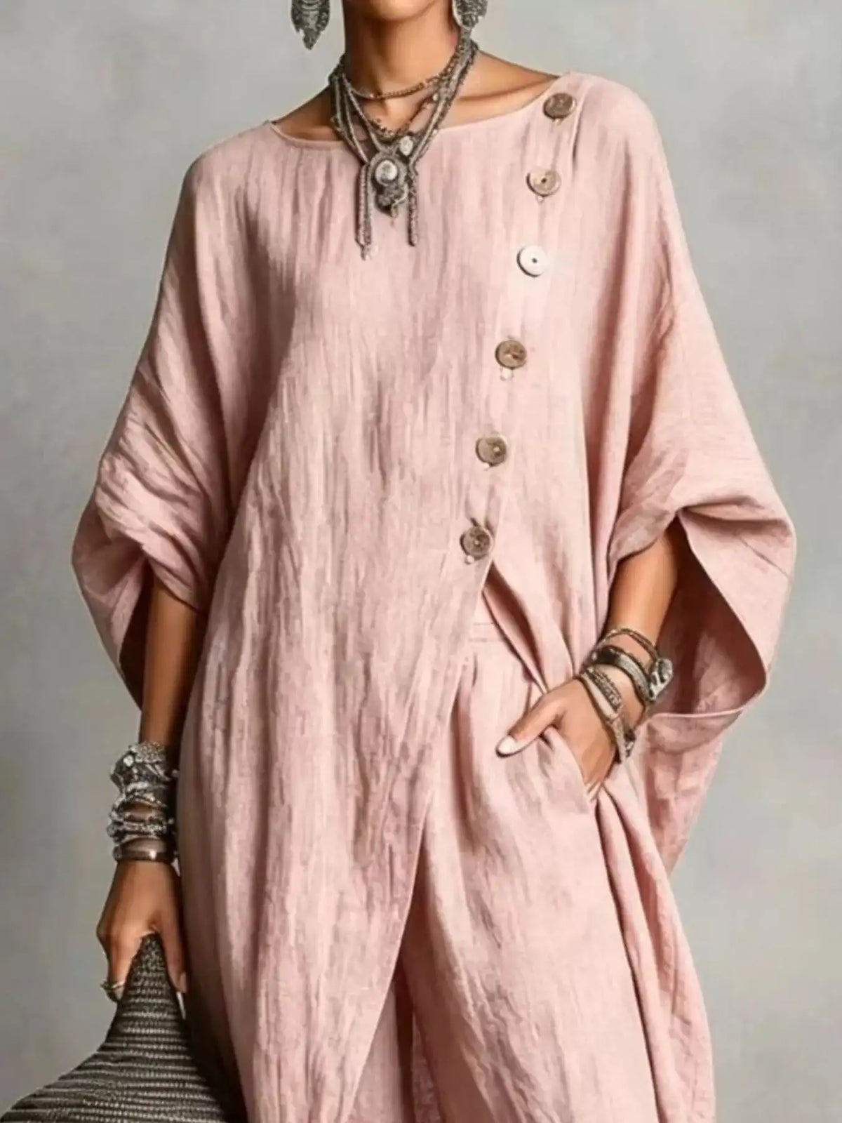 Full Size Asymmetric Button-Down Top and Wide-Leg Pants Set Plus Size 101001667815182 65 Affordable Fashion Under $100 Jerry's Apparel 