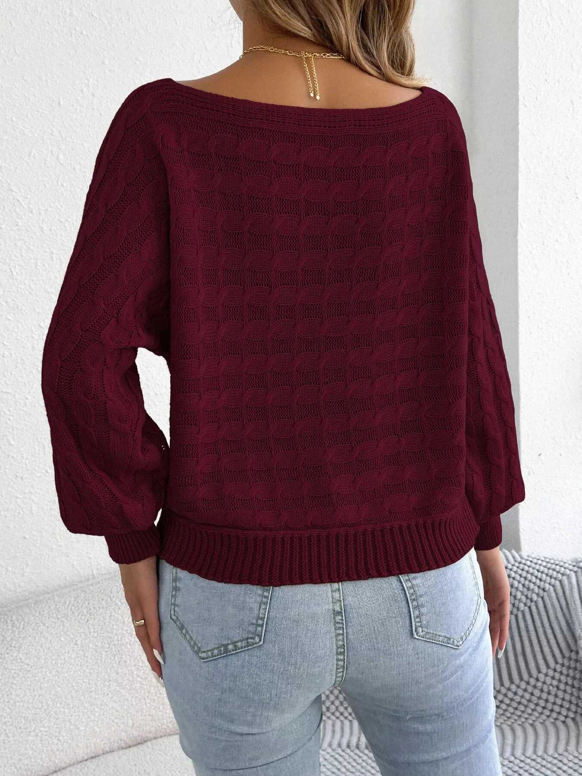 Cable Knit Boat Neck Sweater 101002602212115 36 Affordable Fashion Under $100 Jerry's Apparel 
