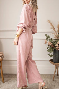 V-Neck Balloon Sleeve Wide Leg Jumpsuit