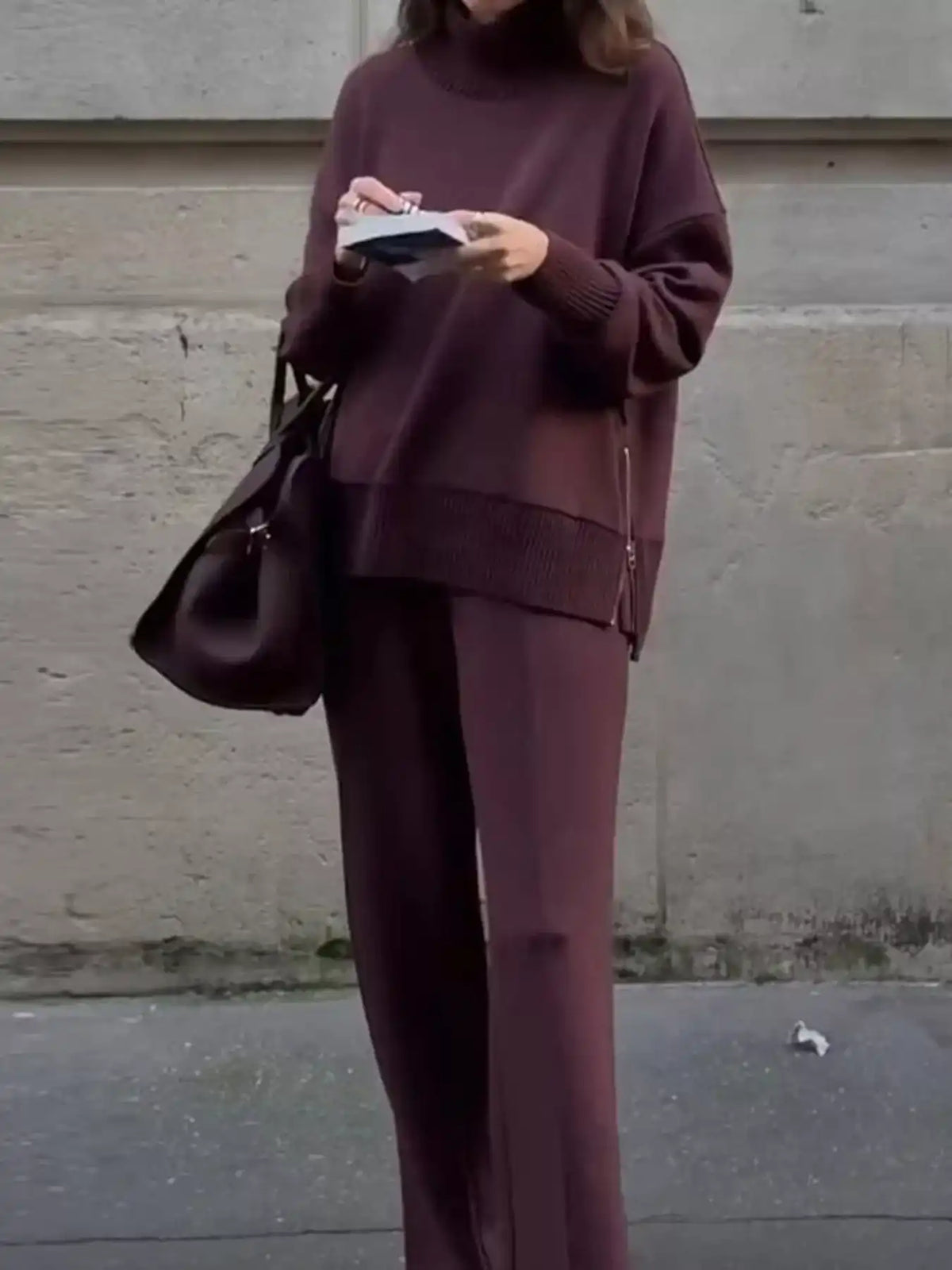 Dropped Shoulder Sweatshirt and Wide-Leg Pants Set 101001428270125 78 Gifts for Her Jerry's Apparel 