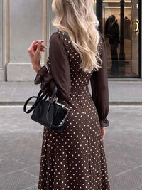 Polka Dot Square Neck Long Sleeve Maxi Dress 100100951009677 41 Affordable Fashion Under $100 Jerry's Apparel 