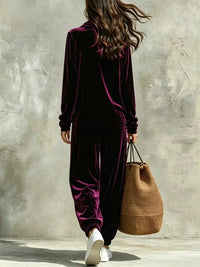 Full Size Velvet Cowl Neck Long Sleeve Top and Pants Set Plus Size 101001114844571 54 Women's Pants Set Gifts for Her Jerry's Apparel 