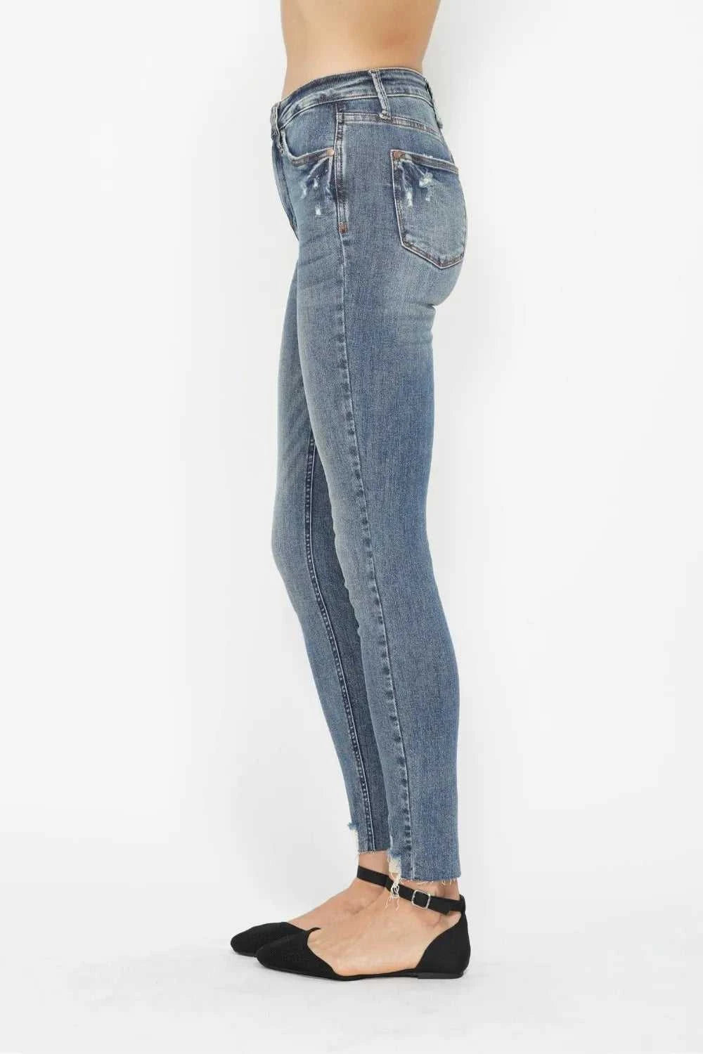 Judy Blue Full Size Tummy Control Vintage Wash Hem Destroy Skinny Jeans 100100882311542 64 Affordable Fashion Under $100 Jerry's Apparel 