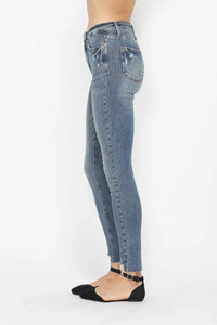 Judy Blue Full Size Tummy Control Vintage Wash Hem Destroy Skinny Jeans 100100882311542 64 Affordable Fashion Under $100 Jerry's Apparel 