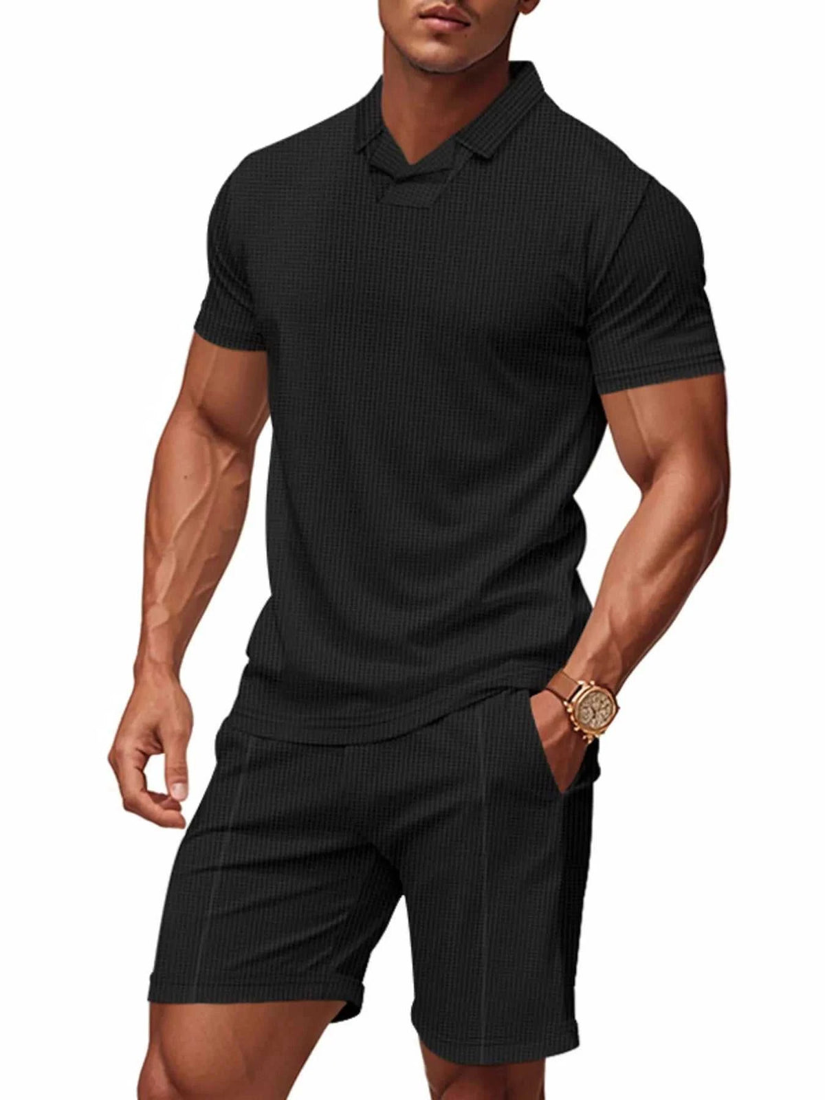 Men's Full Size Casual Short Sleeve Polo and Shorts Set Plus Size 100400870366243 34 Gifts for Him Jerry's Apparel 