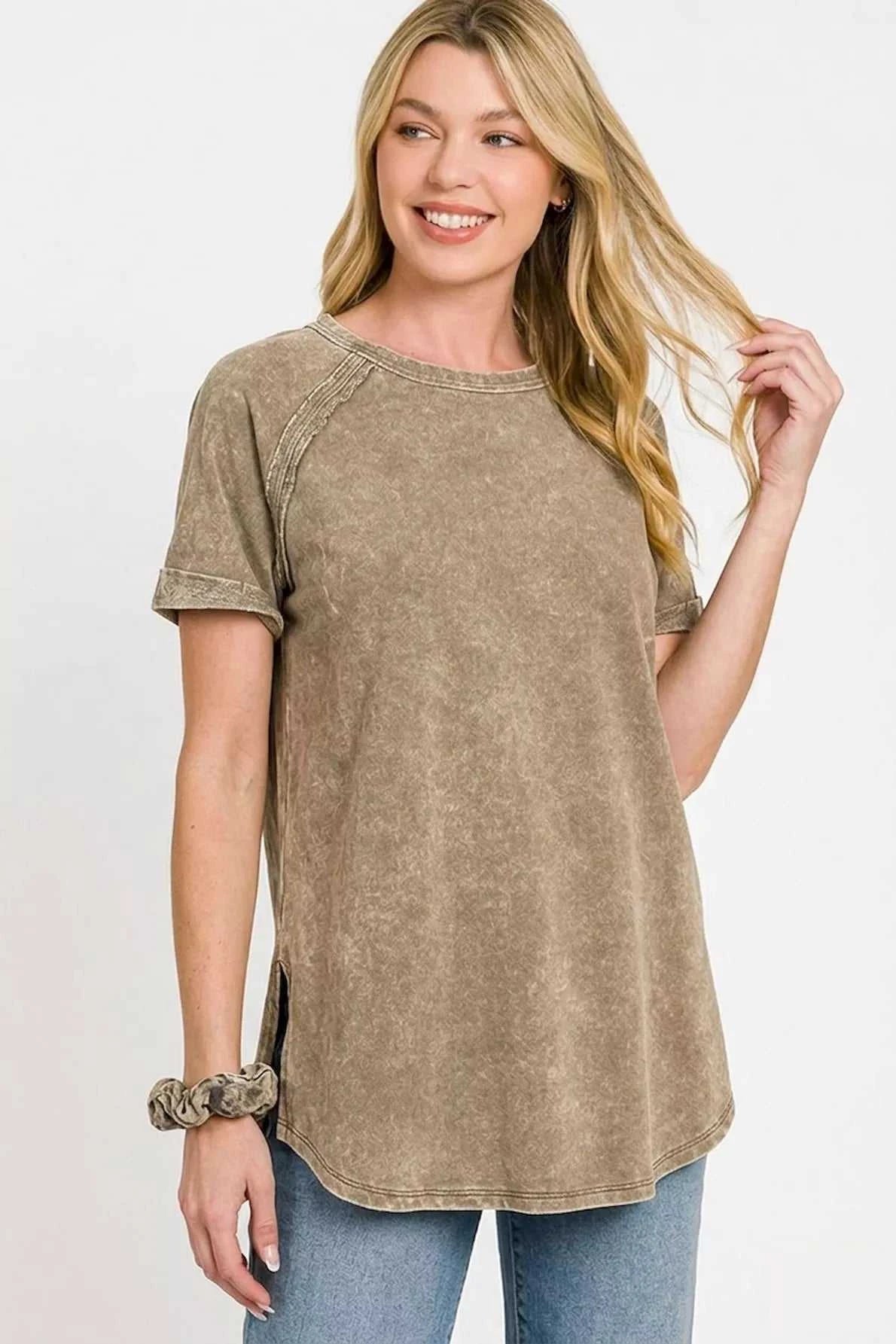 Zenana French Terry Washed Curved Hem Top 100100390101272 25 Affordable Fashion Under $100 Jerry's Apparel 