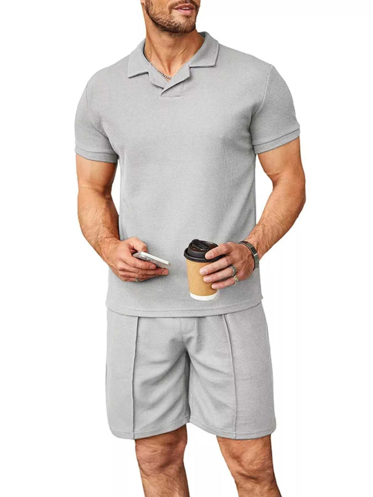 Men's Full Size Casual Short Sleeve Polo and Shorts Set Plus Size 100400558917074 34 Affordable Fashion Under $100 Jerry's Apparel 