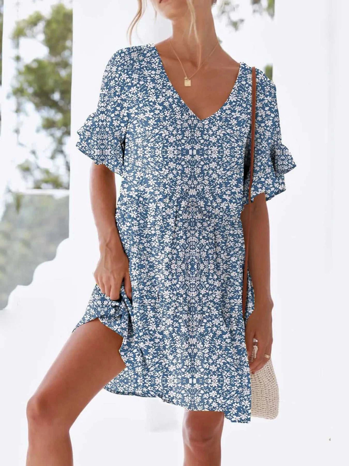 Polka Dot V-Neck Short Sleeve Mini Dress 100100568295398 24 Gifts for Her Jerry's Apparel 