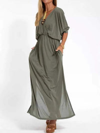 Full Size V-Neck Batwing Sleeve Maxi Dress with Side Slits Plus Size 100100963539918 27 Affordable Fashion Under $100 Jerry's Apparel 