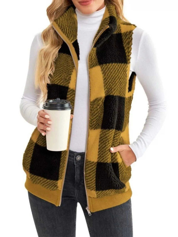 Full Size Color Block Zip Up Vest Coat Plus Size 100100959376307 45 Jerry's Apparel 