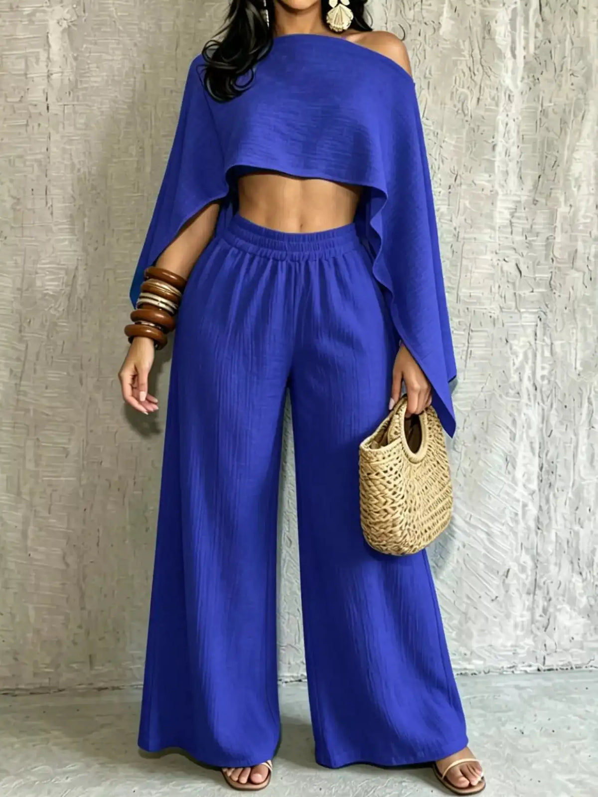 Boat Neck Crop Top and Wide-Leg Pants Set 101001634822589 57 Affordable Fashion Under $100 Jerry's Apparel 