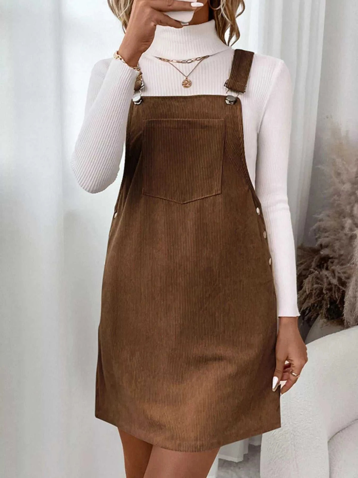 Corduroy Overall Mini Dress with Adjustable Straps 100100699171576 52 Affordable Fashion Under $100 Jerry's Apparel 