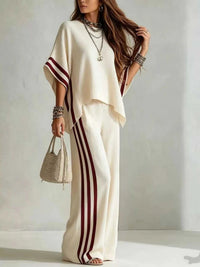Full Size Striped 3/4 Sleeve Top and Pants Set Plus Size 100100536738570 39 Affordable Fashion Under $100 Jerry's Apparel 