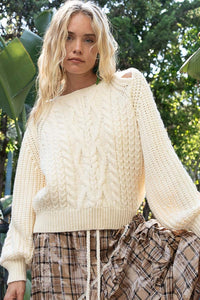 Cable Knit Cutout Long Sleeve Sweater