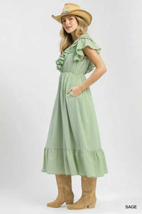 Umgee Textured Ruffle Midi Dress 100100704431930 64 Affordable Fashion Under $100 Jerry's Apparel 