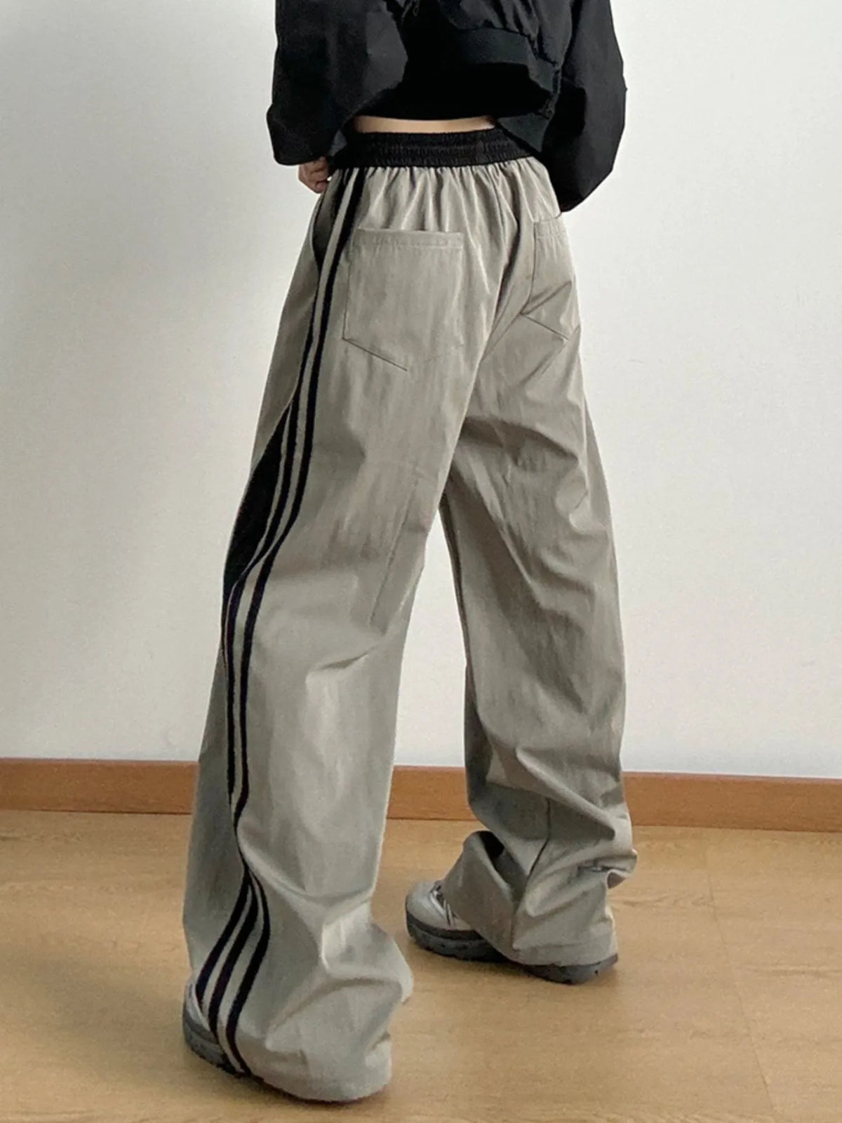 Striped Wide Leg Drawstring Pants