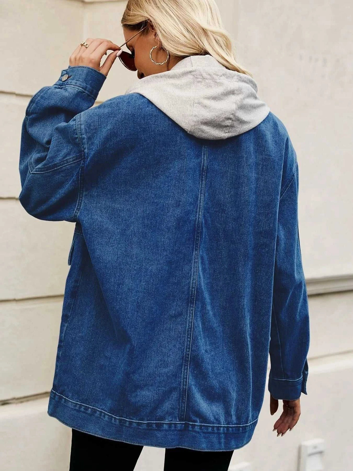 Oversized Button Up Denim Jacket with Hood 100100876233269 72 Affordable Fashion Under $100 Jerry's Apparel 