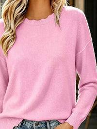 Full Size Scalloped Trim Crew Neck Sweater Plus Size 101002057228986 32 Affordable Fashion Under $100 Jerry's Apparel 