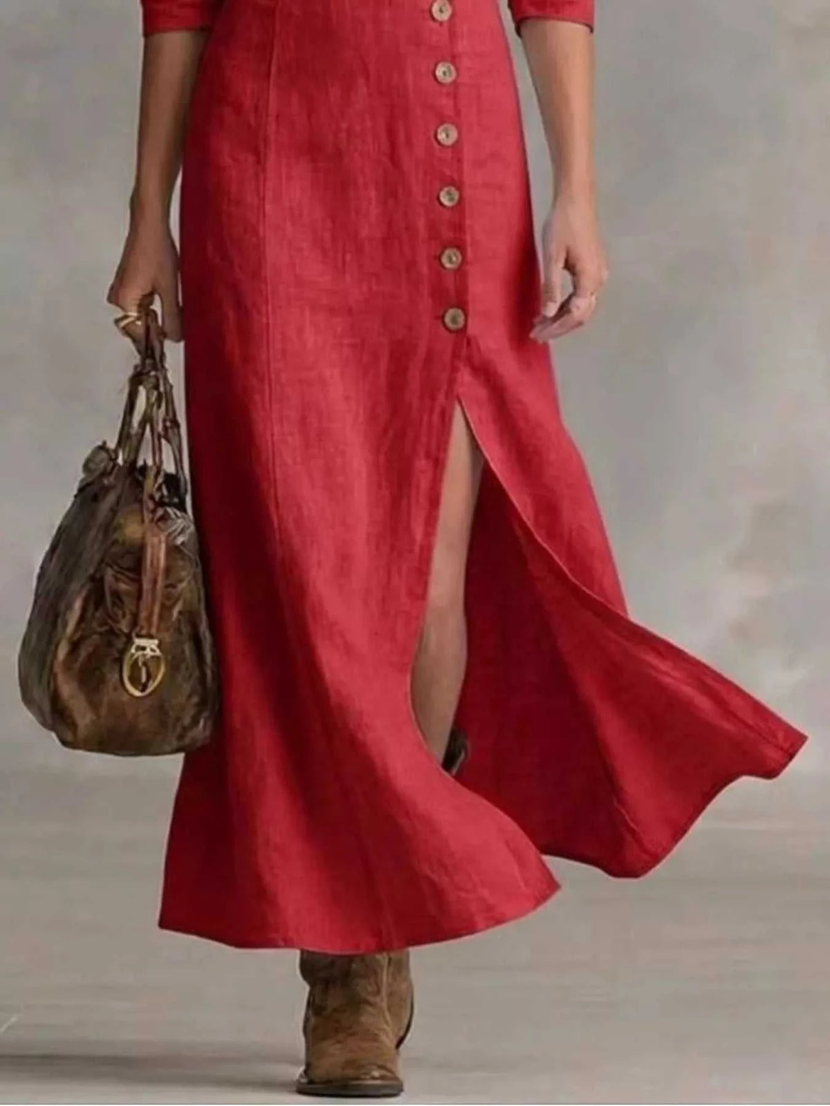 Full Size Button Front Slit Maxi Dress Plus Size 100100885609916 41 Affordable Fashion Under $100 Jerry's Apparel 