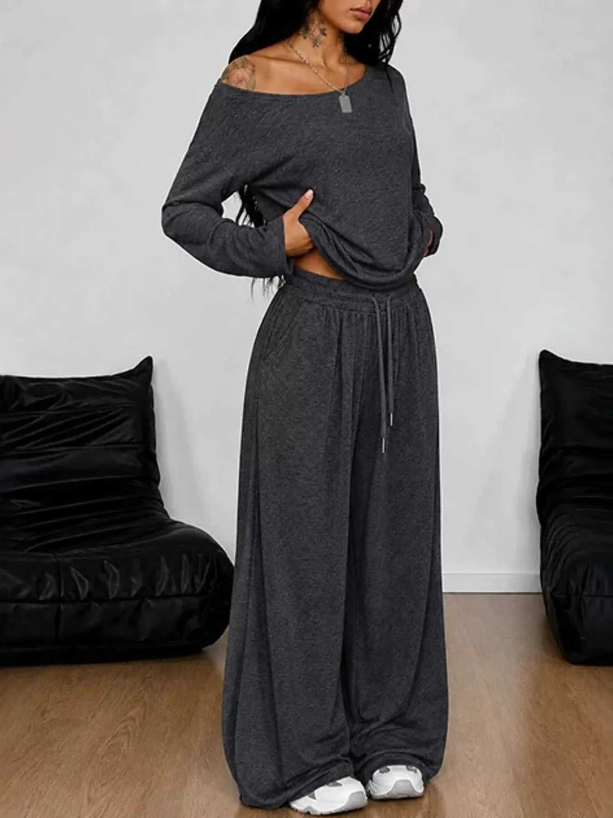 Full Size One-Shoulder Top and Drawstring Pants Set Plus Size 100100885816388 29 Affordable Fashion Under $100 Jerry's Apparel 