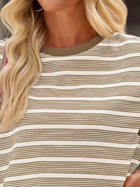 Striped Round Neck Casual T-Shirt