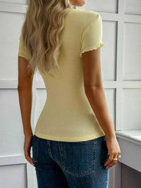 Front Button Ribbed Knit Lace Trim Top 100100047161056 27 Affordable Fashion Under $100 Jerry's Apparel 