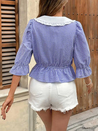 Tie Front Plaid Flounce Sleeve Blouse 100100498421774 35 Affordable Fashion Under $100 Jerry's Apparel 