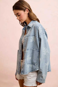 BiBi Printed Washed Denim Jacket With Pocket 100100427641338 64 Affordable Fashion Under $100 Jerry's Apparel 