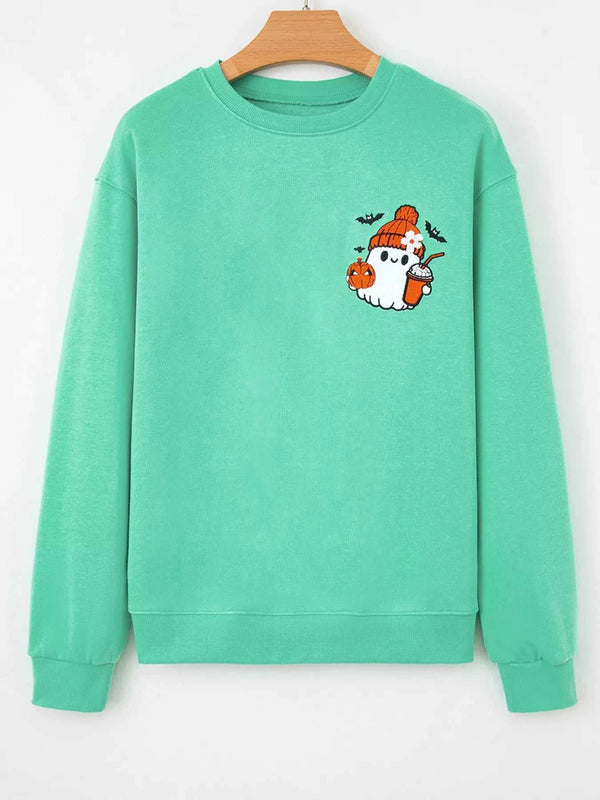 Halloween Ghost Embroidered Casual Sweatshirt 100100124098599 43 Affordable Fashion Under $100 Jerry's Apparel 