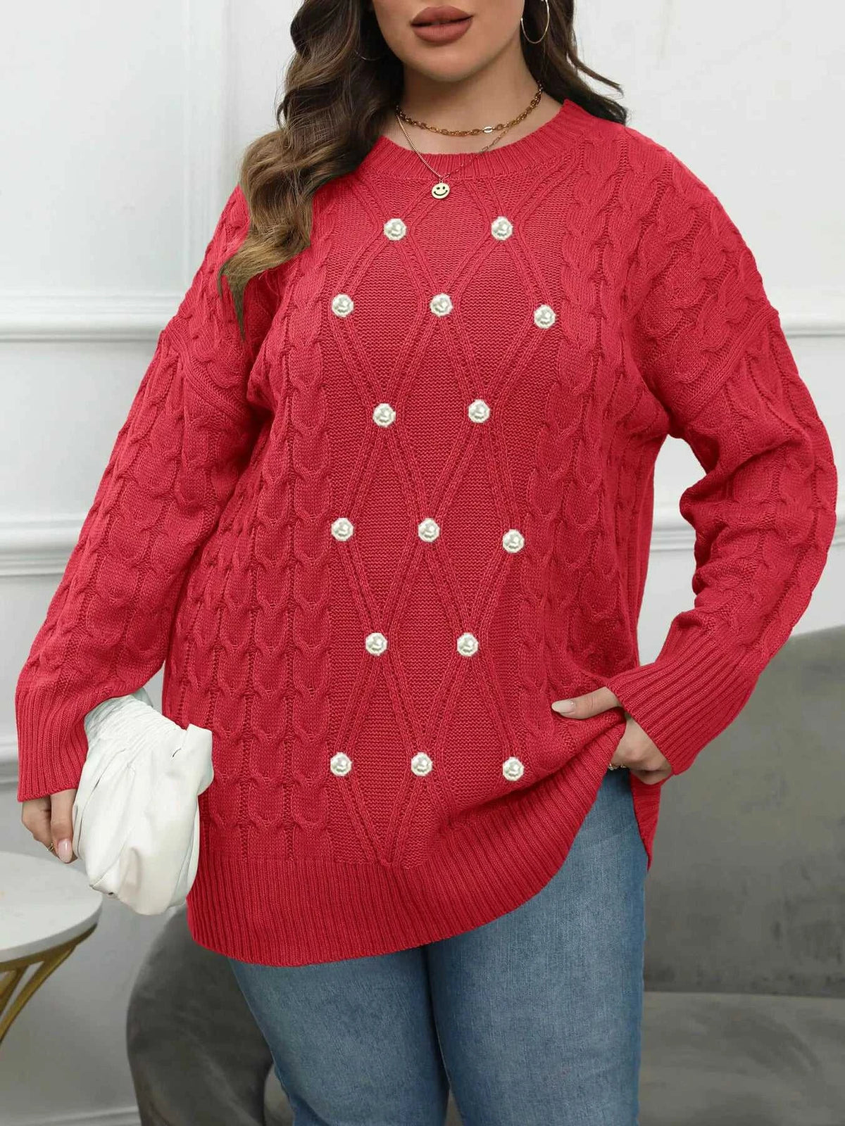 Plus Size Cable Knit Dropped Shoulder Sweater 101002841180880 50 Affordable Fashion Under $100 Jerry's Apparel 