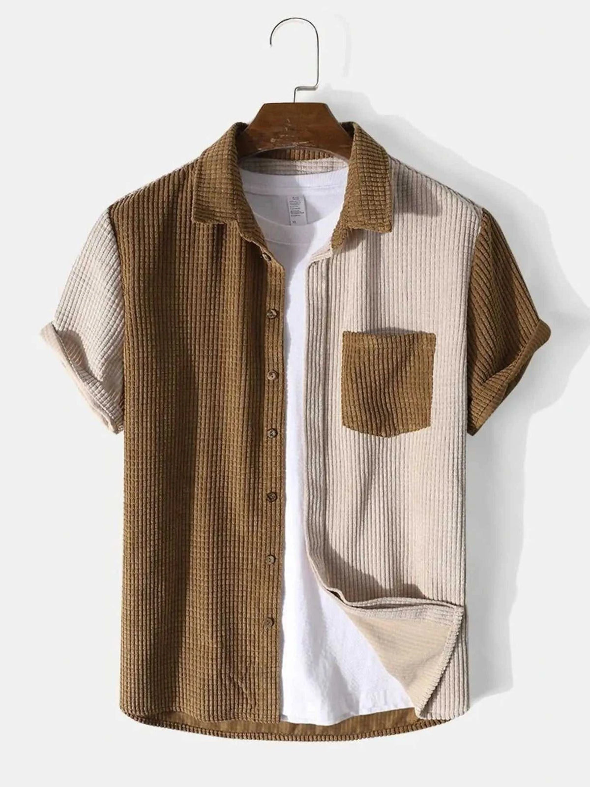 Men's Full Size Color Block Button Up Shirt and Shorts Set Plus Size 100400477398985 40 Affordable Fashion Under $100 Jerry's Apparel 