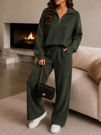 Cozy Ribbed Knit Quarter-Zip Top and Wide-Leg Set 101001505411513 59 Affordable Fashion Under $100 Jerry's Apparel 