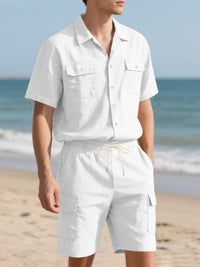 Men's Full Size Button Up Shirt and Shorts Set Plus Size 100400974487606 48 Affordable Fashion Under $100 Jerry's Apparel 