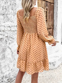 Devine Smocked Polka Dot Long Sleeve Dress 100100845229368 44 Affordable Fashion Under $100 Jerry's Apparel 