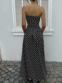 Polka Dot Ruched Strapless Maxi Dress 100100571591283 31 Gifts for Her Jerry's Apparel 
