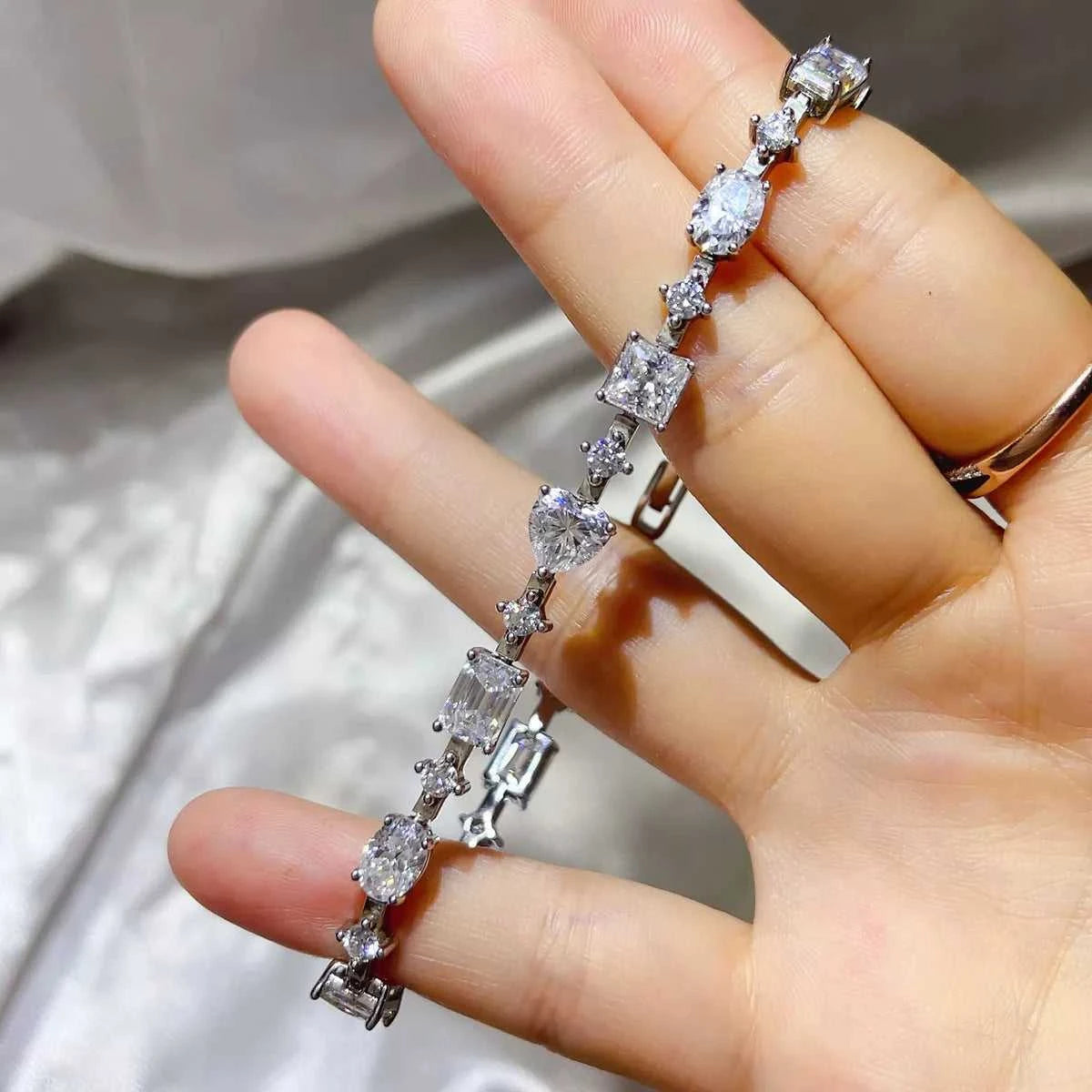 925 Sterling Silver Moissanite Bracelet 100500430941879 313 Jerry's Apparel 