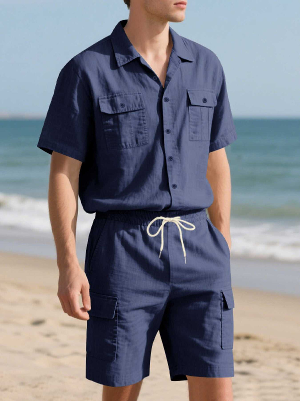Men's Full Size Button Up Shirt and Shorts Set Plus Size 100400974487606 48 Affordable Fashion Under $100 Jerry's Apparel 